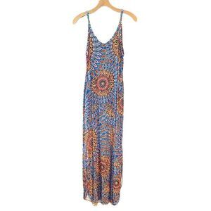 GRECERELLE Sz S NWT Blue Orange BALI Casual Maxi Beach Cover Up Relaxed Dress